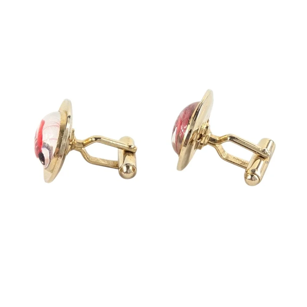 Anson Fly‎ Fishing Lure Lucite Tie Clip Cufflinks Men's Gold Brass Set Vtg Gift